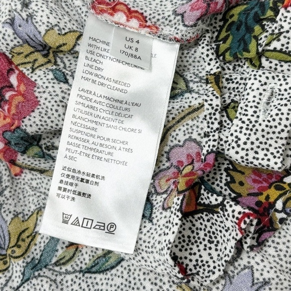 ANTHROPOLOGIE MAEVE Women’s Ivory Black Polka Dot Floral Peasant Blouse Size 4 - Picture 8 of 8